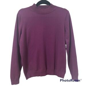 NORTHERN REFLEXIONS Purple Cotton Mock Neck Sweater Size L